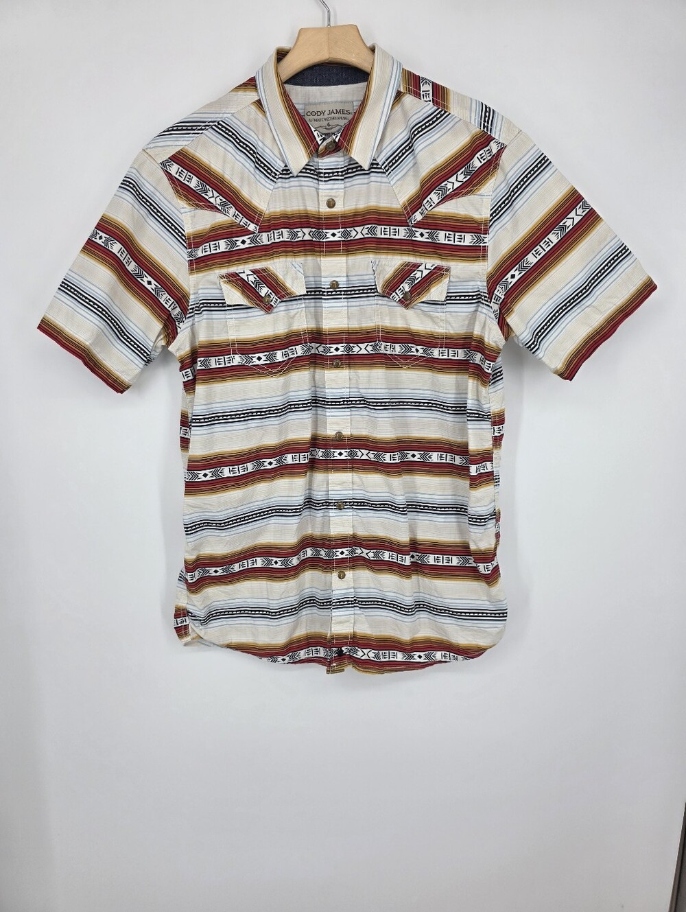 Cody James Men's Large Indian Summer Southwestern Aztec Striped Pearl Snap L.